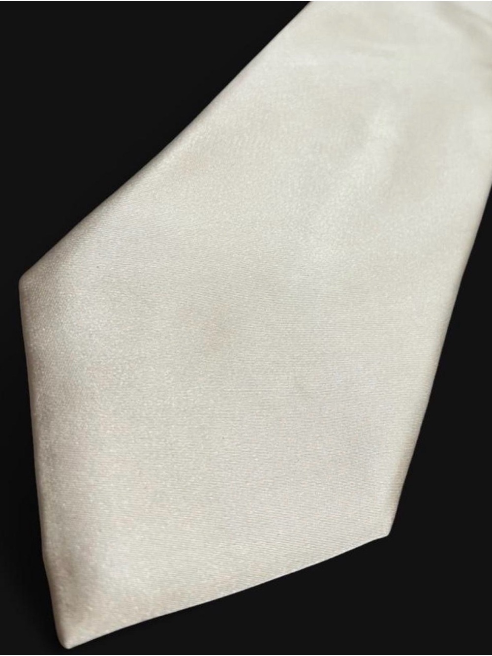 Vintage 90s Metropolitan View Silk Tie - Solid Cream Ivory Satin